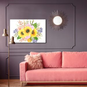 Peinture sur toile Une Composition Florale Comme Peinte À L'aquarelle – Image 4