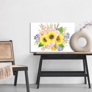 Peinture sur toile Une Composition Florale Comme Peinte À L'aquarelle – Image 6