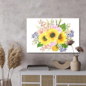 Peinture sur toile Une Composition Florale Comme Peinte À L'aquarelle – Image 3