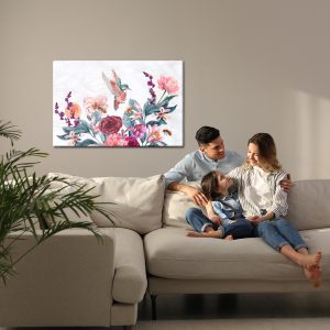 Peinture sur toile Colibris Aquarelles Et Abeilles Sur Les Fleurs – Image 7