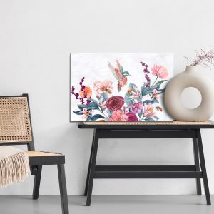 Peinture sur toile Colibris Aquarelles Et Abeilles Sur Les Fleurs – Image 6