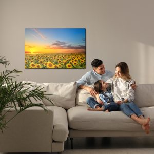 Peinture sur toile Coucher De Soleil Sur Un Champ De Tournesols – Image 7