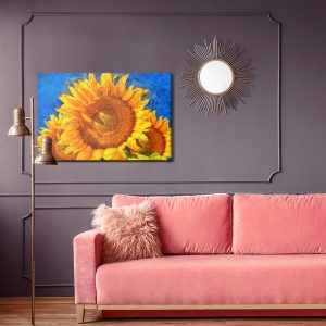 Peinture sur toile Tournesols Peints Sur Fond Bleu – Image 4