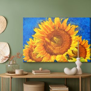 Peinture sur toile Tournesols Peints Sur Fond Bleu – Image 5