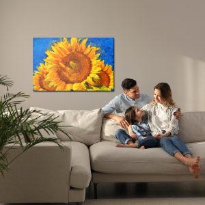 Peinture sur toile Tournesols Peints Sur Fond Bleu – Image 7