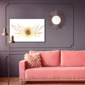 Peinture sur toile Tournesol Avec Feuilles Et Brindilles – Image 4