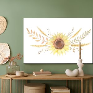 Peinture sur toile Tournesol Avec Feuilles Et Brindilles – Image 5