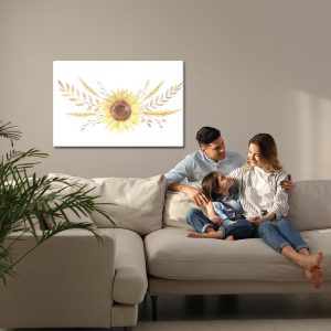 Peinture sur toile Tournesol Avec Feuilles Et Brindilles – Image 7