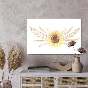 Peinture sur toile Tournesol Avec Feuilles Et Brindilles – Image 3
