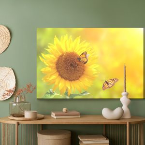 Peinture sur toile Tournesol Aux Papillons – Image 5