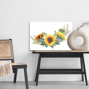 Peinture sur toile Tournesols Avec Feuilles Sur Fond Blanc – Image 6
