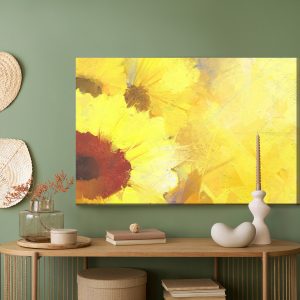 Peinture sur toile Tournesols Peints Sur Fond Jaune – Image 5