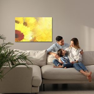 Peinture sur toile Tournesols Peints Sur Fond Jaune – Image 7
