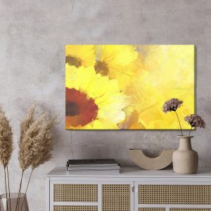Peinture sur toile Tournesols Peints Sur Fond Jaune – Image 3