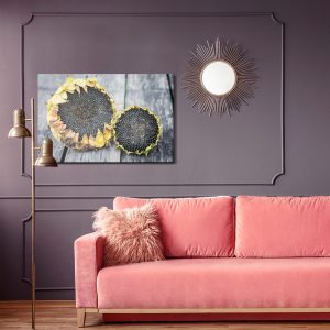 Peinture sur toile Tournesols Sur Fond De Planches Grises – Image 4