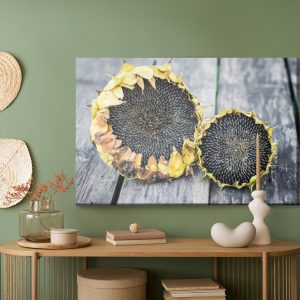 Peinture sur toile Tournesols Sur Fond De Planches Grises – Image 5