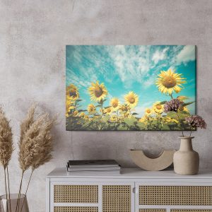 Peinture sur toile Champ De Tournesol Contre Le Ciel – Image 3