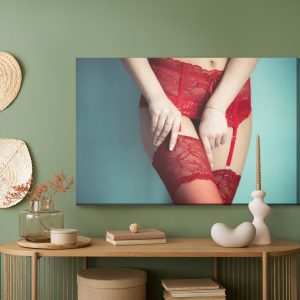 Peinture sur toile Femme En Sous-Vêtements Rouges – Image 5