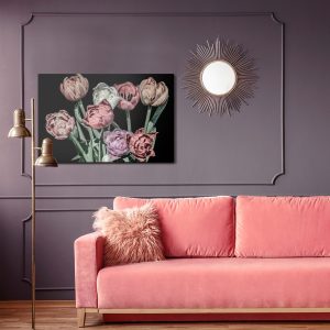Peinture sur toile Tulipes Pastel Sur Fond Noir – Image 4