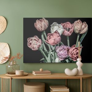 Peinture sur toile Tulipes Pastel Sur Fond Noir – Image 5
