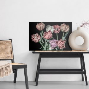 Peinture sur toile Tulipes Pastel Sur Fond Noir – Image 6