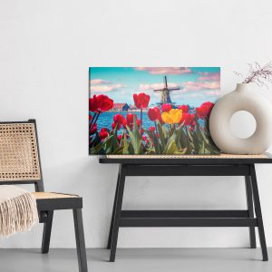 Peinture sur toile Tulipes Sur Fond De Moulin À Vent Hollandais – Image 6