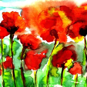 Peinture sur toile Coquelicots Peints À L'aquarelle – Image 1