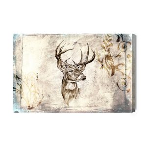 Peinture sur toile Cerf Au Style Vintage – Image 2