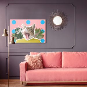 Peinture sur toile Chat Et Feuilles - Style Pop Art – Image 4
