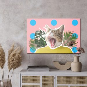 Peinture sur toile Chat Et Feuilles - Style Pop Art – Image 3