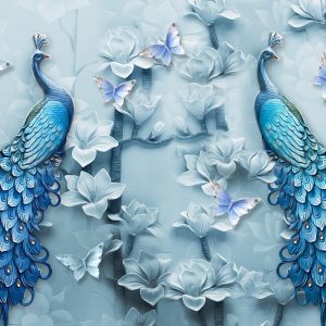 Peinture sur toile Paons Colorés - Effet 3D – Image 1