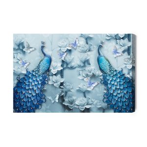 Peinture sur toile Paons Colorés - Effet 3D – Image 2