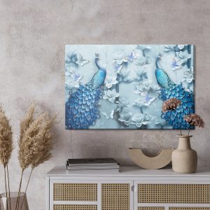 Peinture sur toile Paons Colorés - Effet 3D – Image 3