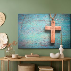Peinture sur toile Croix Sur Fond Bleu – Image 5