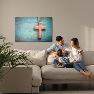 Peinture sur toile Croix Sur Fond Bleu – Image 7