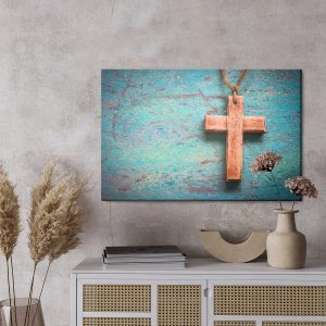 Peinture sur toile Croix Sur Fond Bleu – Image 3