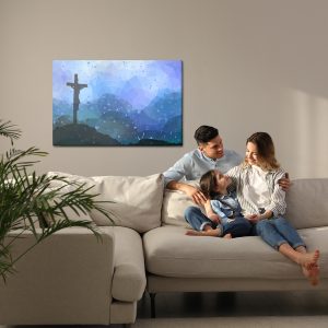 Peinture sur toile Scène De Pâques Avec Une Croix – Image 7