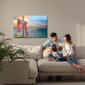 Peinture sur toile Croix Sur Le Fond Des Montagnes – Image 7