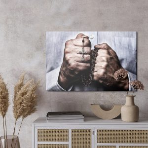Peinture sur toile Mains Tenant Le Chapelet – Image 3