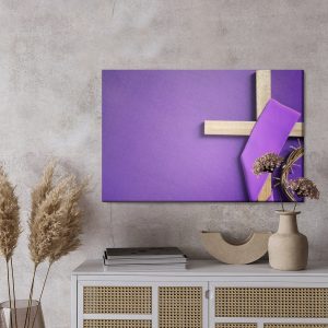 Peinture sur toile Croix Sur Fond Violet – Image 3