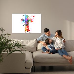 Peinture sur toile Croix Colorée – Image 7