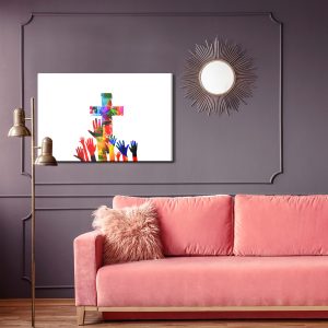 Peinture sur toile Croix Chrétienne Colorée – Image 4