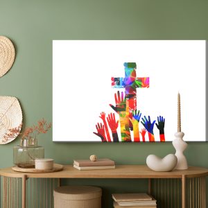Peinture sur toile Croix Chrétienne Colorée – Image 5