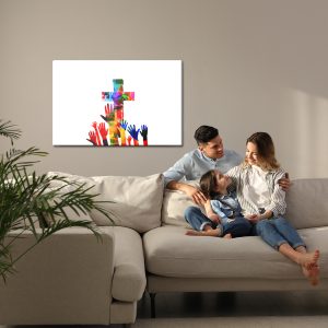 Peinture sur toile Croix Chrétienne Colorée – Image 7
