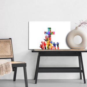 Peinture sur toile Croix Chrétienne Colorée – Image 6