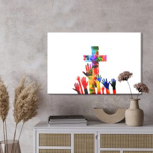 Peinture sur toile Croix Chrétienne Colorée – Image 3