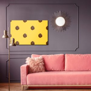 Peinture sur toile Grains De Café Sur Fond Jaune – Image 4