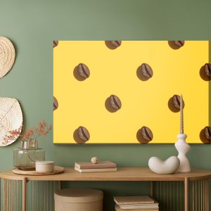 Peinture sur toile Grains De Café Sur Fond Jaune – Image 5