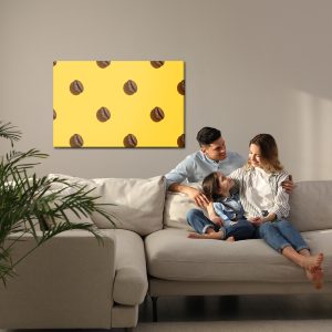 Peinture sur toile Grains De Café Sur Fond Jaune – Image 7
