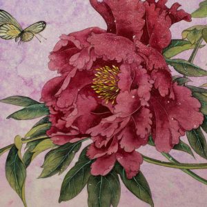 Peinture sur toile Pivoines Et Papillons – Image 1